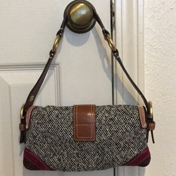 Vintage Coach Soho Limited Edition Small Tweed Velvet & Suede Baguette Bag - Picture 2 of 16